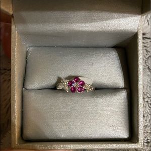 Fragrant Jewels Pink LIFE IN FULL BLOOM Crystal Stones Ring Size 7 butterfly